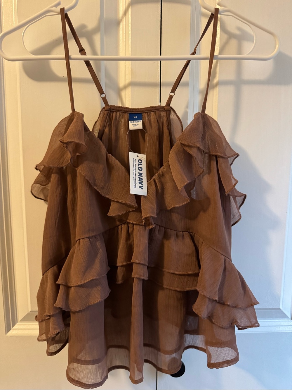 Old Navy Brown Ruffle Tiered Spaghetti-Strap Cami